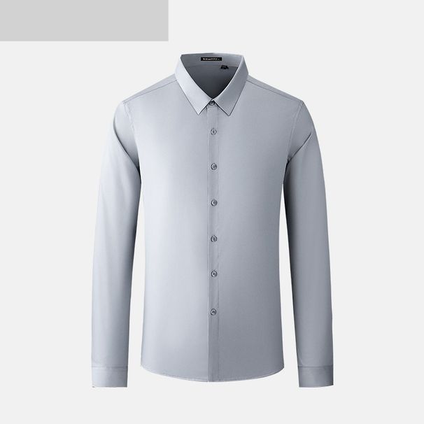Men's Clothing Three Proof Black Technology Shirt Spring And Autumn Casual Loose Solid Color Men's Long Sleeve Shirt_viptrois.com