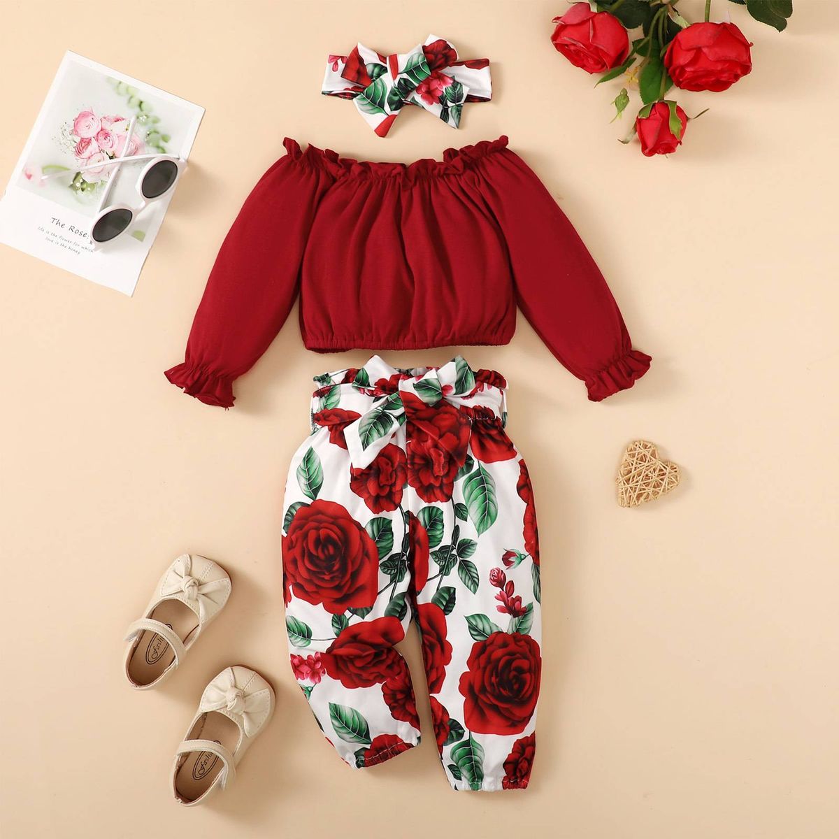 Ins Hot Baby Girl Suit, Kids’ Clothing Cotton Tight Top And Floral Trousers_viptrois.com