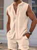 Summer European And American Men's Vest Shirt Casual Loose Sleeveless Shorts Beach Suit_viptrois.com