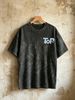 230g Vintage Washed Men T-Shirt Iridescent Gradient TOP Font Print Crew Neck Short Sleeve Streetwear Tee_viptrois.com