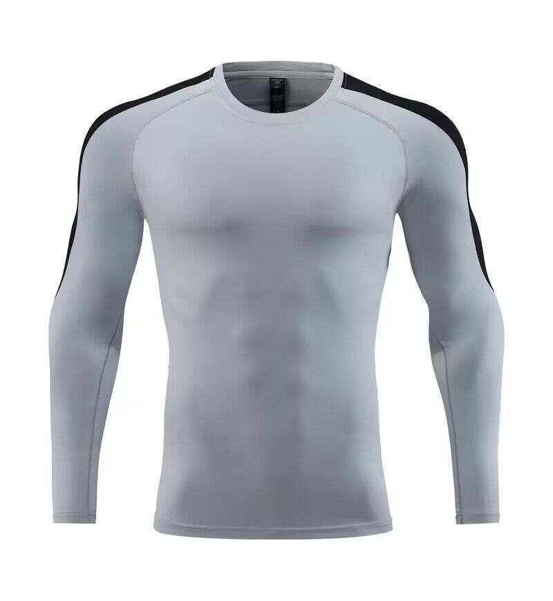 Men's Clothing Tights Long-Sleeved T-Shirt High Elastic Quick-Drying Breathable Sports Running Training Fitness Clothes Round Neck_viptrois.com