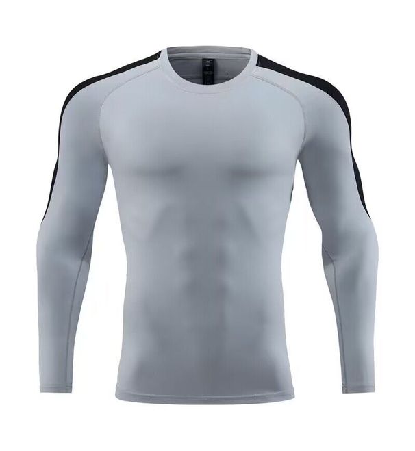 Men's Clothing Tights Long-Sleeved T-Shirt High Elastic Quick-Drying Breathable Sports Running Training Fitness Clothes Round Neck_viptrois.com