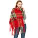 Unisex Loop polyester women's warm plaid scarf with thick coarse beard and coarse fringe_viptrois.com