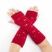 New Hollow Heart Knitted Autumn Winter Warm Arm Warmers Unisex Mid-Length Jacquard Fingerless Gloves_viptrois.com