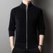 Pure Men's Autumn Winter Knitted Cardigan Casual Stand Collar Jacket Fashionable Youth Korean Style Zipper Sweater For Men_viptrois.com