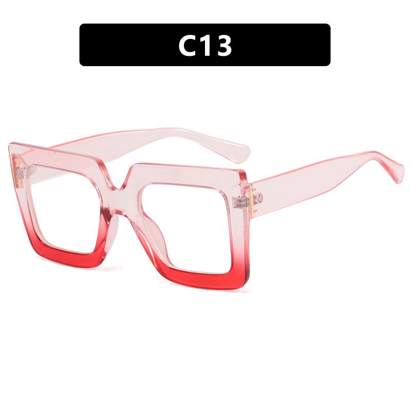 Women's Eyeglasses Glasses Frame Square Large Frame Simple Flat Glasses Anti Blue Light Ins Concave Shape Glasses Frame For Women_viptrois.com