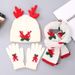 Women's Scarf Sets Parent Child Christmas Style Ankora Red Antler Scarf Hat Gloves Thick Warm Suit_viptrois.com