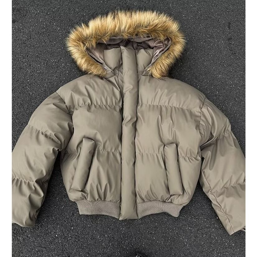 Men’s Winter Parka With Detachable Faux Fur Hood – American Retro Streetwear, Thickened Cotton Blend Coat For Couples (M-2XL, 2 Colors)_viptrois.com