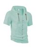 Men's Solid-color Cotton And Linen Cardigan, Trendy And Versatile, Loose And Lightweight, Casual Short-sleeved Men's Shirt, Hooded Jacket_viptrois.com