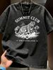 Summer Washed Cotton T-Shirt, Men's Summit Club Switzerland Print, Luxury Casual Style, Oversized Tee_viptrois.com