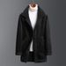 Men's Reversible Shearling Jacket – Slim-Fit Lambskin Coat With Stand Collar (M-4XL, Black/Blue/Coffee)_viptrois.com