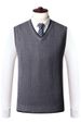 Men's Wool Blend V-Neck Sleeveless Sweater Vest - Plaid & Camouflage Pattern, Slim Fit, Casual Pullover For Autumn_viptrois.com