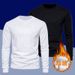 Whit Mn's Long Slv T-Shirt Autumn Wintr Thin Pur Cotton Solid Color Innr War Youth Cuffd Bas Shirt With_viptrois.com