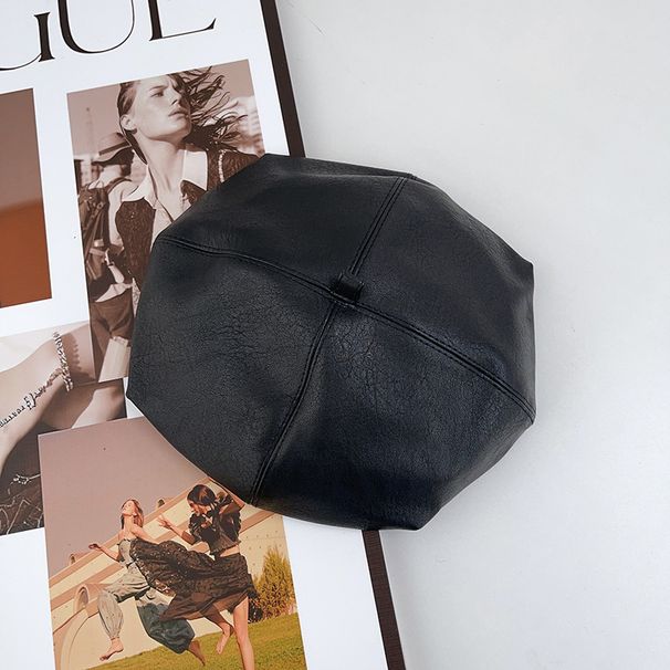 PU Leather For Women, Autumn And Winter Beret, British Style Artist Face Slimming, Artistic Versatile Octagonal Hat,_viptrois.com