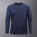 Fit Men’s Long Sleeve T-Shirt – Reflective Stripe Athletic Top With UV Protection & Quick-Dry Polyester For Running, Cycling & Streetwear_viptrois.com