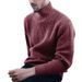 Men’s Chunky Knit Sweater - Oversized High Neck Pullover In Solid Colors (Light Grey/Burgundy/Dark Grey)_viptrois.com