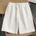 Men's Simple Solid Color Casual Shorts Loose Neat Fit Comfortable Refreshing Trendy Versatile Mid-Length Summer Bottoms_viptrois.com