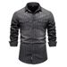 Man's clothing Heavy washed old striped denim shirt men's long sleeve denim shirt_viptrois.com