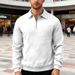 Men's Textured Knit Polo Sweatshirt – Half-Zip Pullover With Jacquard Detailing (6 Colors, Relaxed Fit, Trans-Seasonal Layering Essential)_viptrois.com