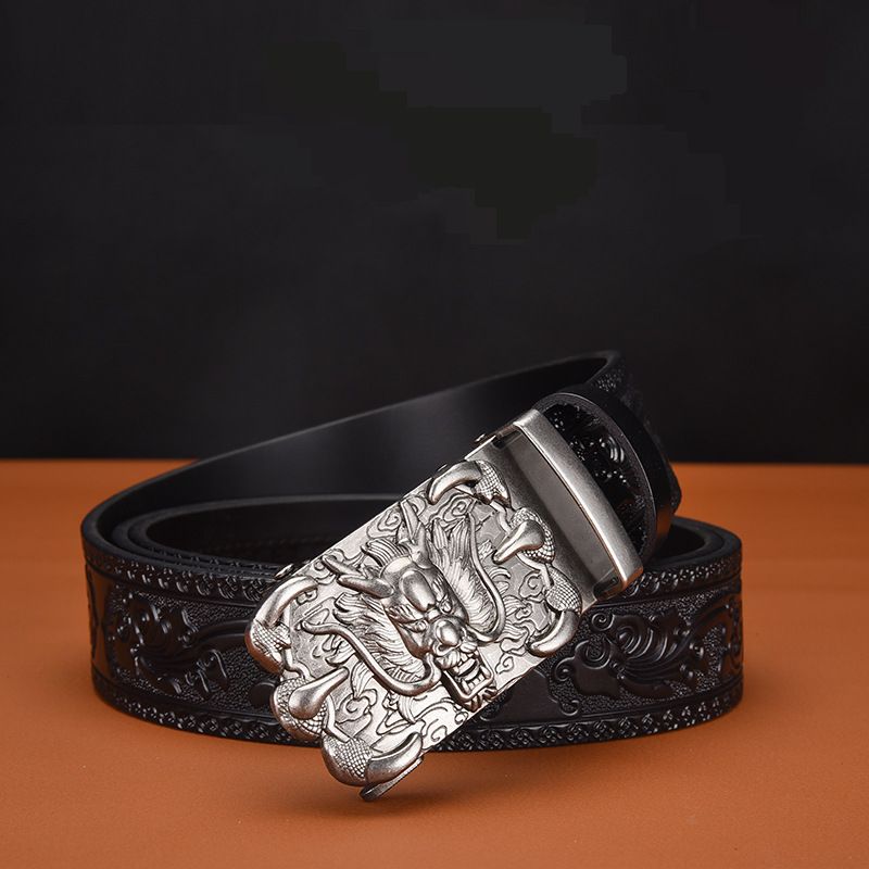 Apparel Accessories pattern carved men's automatic copper buckle belt personality live hot selling Z dragon embossed belt_viptrois.com