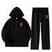 Trendy Bear Print Hoodie Set – Unisex Zip-Up Hooded Sweatshirt & Joggers (M-5XL) – Winter Casual Streetwear In Black/Grey_viptrois.com