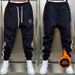 Men's Fleece Lined Thickened Casual Sports Jogger Pants Luxury Embroidered Slim Fit Sweatpants Style Black For Autumn Winter_viptrois.com