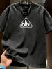 Vintage Triangle Letter Graphic 230G Washed Cotton Oversized T-Shirt Men's Casual Luxury Short Sleeve Summer Tee_viptrois.com