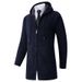 Men's Hooded Fleece-Lined Long Coat Sweater - Slim Fit Knit Cardigan For Autumn & Winter (Dark Gray, Light Gray, Blue, Black)_viptrois.com
