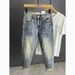 Men's Stretch Ripped Skinny Jeans Slim Fit Comfort Denim Pants With Distressed Details For Casual Wear_viptrois.com