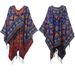 Unisex Hooded cape Winter travel jacquard fringed shawl for women_viptrois.com