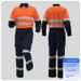 High-Visibility Cotton Coverall Workwear With Reflective Strips - Fluorescent Yellow/Orange Navy Blue - S-5xl (Unisex Industrial Safety Jumpsuit)_viptrois.com