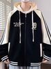 Men’s Streetwear Zip-Up Hoodie – Oversized Baseball Jacket With Color Block Design, Unisex Casual Pullover For Teens & Young Adults_viptrois.com