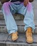 Men's Clothing Spring American Hip-hop Retro Blue Washed Distressed High Street Washed Flared Cargo Jeans_viptrois.com