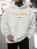 Men's Autumn And Winter Casual Fashionable Loose Hooded Sweatshirt MILANO ITALIA Pattern Printed Warm Long Sleeved Pullover_viptrois.com