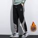 Men's Trendy Bear Embroidered Jogger Sweatpants Loose Fit Autumn Winter Personalized Color Block Casual Workwear Sports Pants_viptrois.com