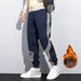 Men's Trendy Bear Embroidered Jogger Sweatpants Loose Fit Autumn Winter Personalized Color Block Casual Workwear Sports Pants_viptrois.com