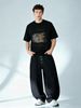 European Style Men's Short Sleeve T-Shirt, ECLIPSED Watercolor Moon Print, Casual Round Neck Tee_viptrois.com