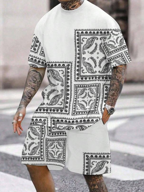 Men's Clothing Autumn And Winter Fashion Simple 3D Digital Printing Sports Leisure Men's Round Neck Sweatshirt Sweatpants Suit_viptrois.com