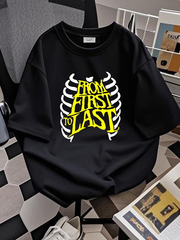 FROM FIRST TO LAST Yellow Logo Rib Cage Post-Hardcore Band T-Shirt Versatile Designer Clothes Comfortable Streetwear Fashion Stretched Graphic_viptrois.com