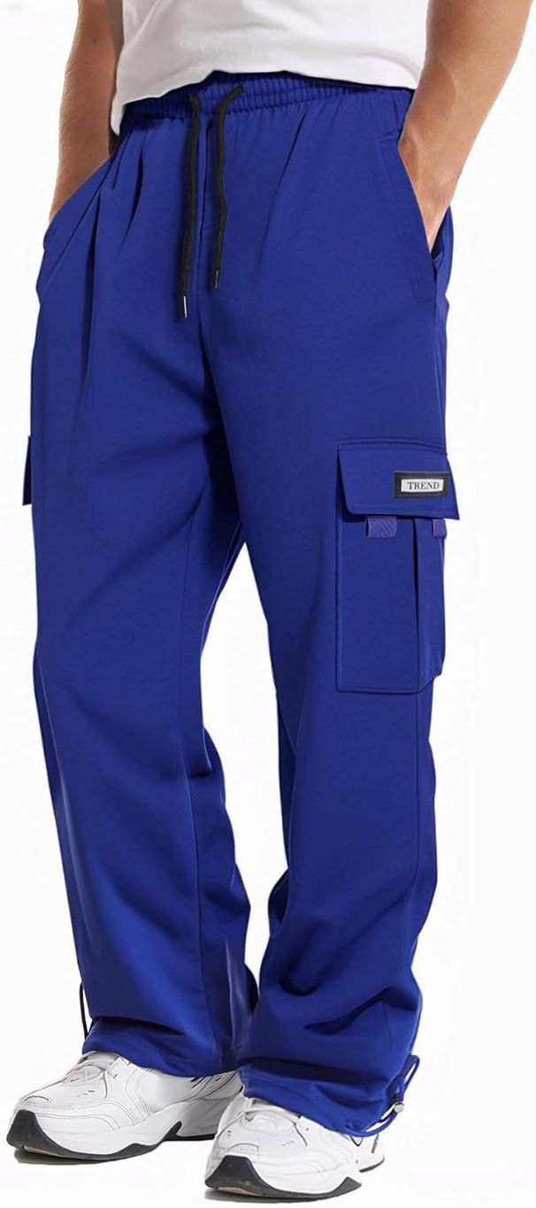 Men's Clothing men's overalls with multiple pockets, casual straight pants, large size, loose outdoor camping and hiking trousers_viptrois.com