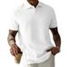 Men's Clothing Men's Solid Color Lapel Front Button Short Sleeve Simple Polo Shirt Casual Daily_viptrois.com