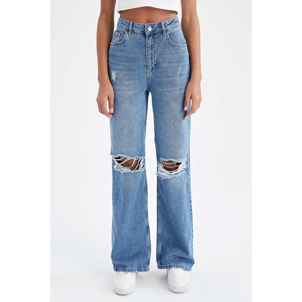 Men's Clothing High Waisted Ripped Washed Casual Straight Leg Jeans For Women, New Spring And Autumn Style, Loose And Trendy Long Pants._viptrois.com