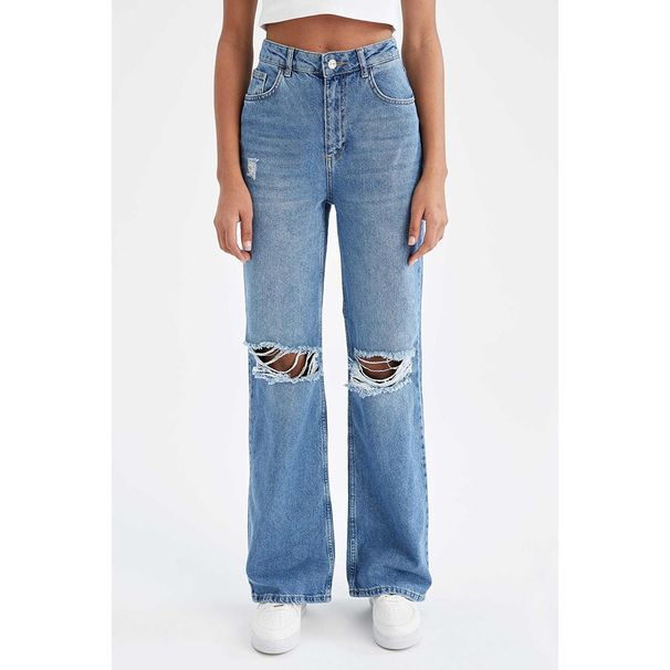 Men's Clothing High Waisted Ripped Washed Casual Straight Leg Jeans For Women, New Spring And Autumn Style, Loose And Trendy Long Pants._viptrois.com