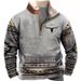 Pure 2023 Cross-Border European And American Half-Zip Men's Autumn Winter Fleece Stand Collar Pullover Casual Plus Size_viptrois.com