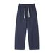 Men's White Floral Gray Curved Blade Sweatpants Straight Leg Casual Loose Wide Leg American Style Sports Pants for Autumn/Winter Trendy_viptrois.com