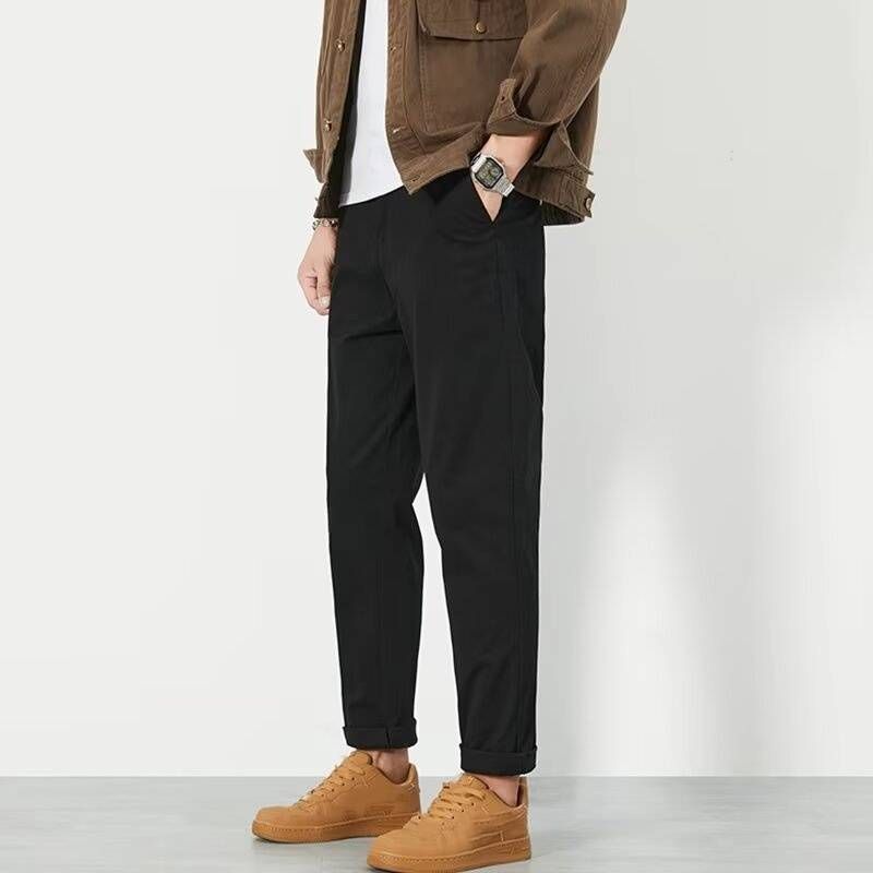 Men's Clothing Casual Pants Men Summer Thin Straight Loose Pants Men Trendy Slim Nine Point Pants_viptrois.com