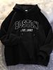 Men's Autumn And Winter Casual Fashionable Loose Hoodie Boston. 1997 Print Warm Long Sleeved Pullover Sweater_viptrois.com