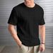 Men's Clothing Solid Color Twisted Jacquard Summer Casual Round Neck Pullover Short Sleeved T Shirt Tops_viptrois.com