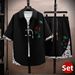 Men's Clothing Men's Ice Silk Tang Suit Set Short Sleeved Shirt Loose Fit Style Trendy For Formal & Casual Sports_viptrois.com