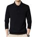 Men's Knitted Polo Shirt – Autumn/Winter Warm Sweater Base Layer, Solid Color Long Sleeve Casual Top For Smart & Relaxed Style_viptrois.com